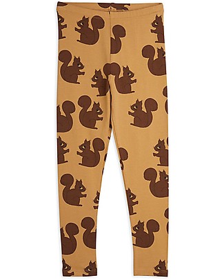 Mini Rodini Leggings Scoiattoli - Marrone - Cotone Bio Elasticizzato Leggings