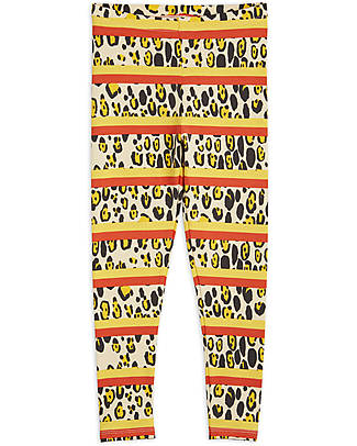 Mini Rodini Leggings Stampa Leopardo e Righe - Multicolore - Cotone Biologico Leggings