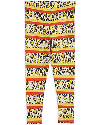 Mini Rodini Leggings Stampa Leopardo e Righe - Multicolore - Cotone Biologico Leggings