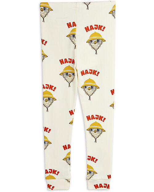 Mini Rodini Leggins Hike - Bianco - 100% Cotone Bio Pantaloni Lunghi