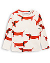 Mini Rodini Maglia a Maniche Lunghe Cane Bassotto, Panna - 100% cotone bio Maglie Manica Lunga