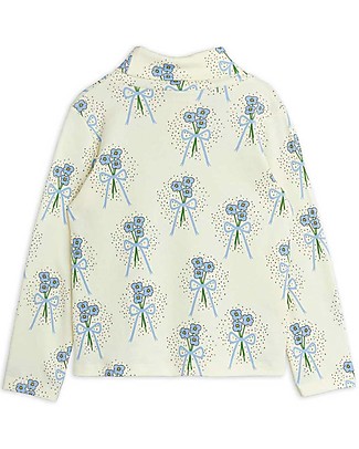 Mini Rodini Maglia Maniche Lunghe con Collo Alto Winterflowers - Blu - 100% Cotone Bio T-Shirt e Canotte