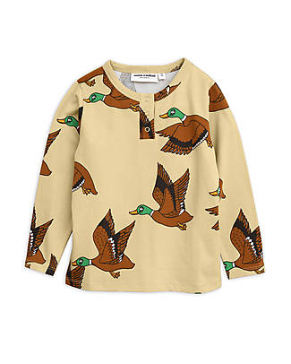 Mini Rodini Maglia Maniche Lunghe - Ducks aop - Grandpa Giallo - Cotone Organico Maglie Manica Lunga
