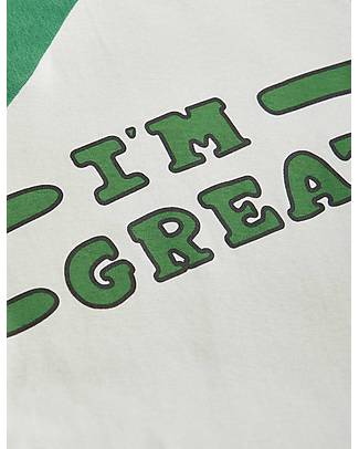Mini Rodini Maglia Maniche Lunghe - I Am Great - Verde - 100% Cotone Organico Maglie Manica Lunga