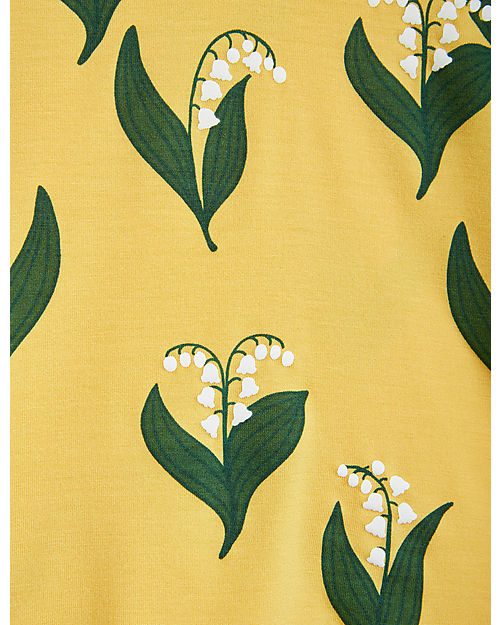 Mini Rodini Maglia Maniche Lunghe - Lily of the Valley - Giallo - 100% Cotone Organico Maglie Manica Lunga