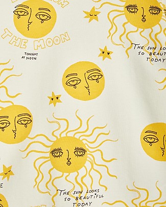 Mini Rodini Maglia Maniche Lunghe - Luna e Sole - Giallo - Cotone Bio Maglie Manica Lunga