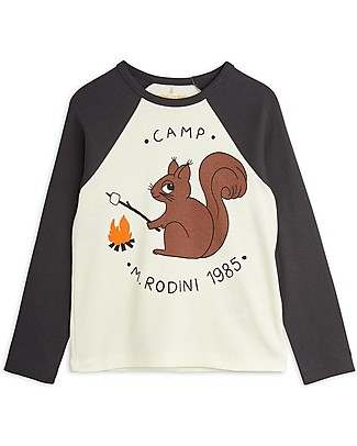 Mini Rodini Maglia Maniche Lunghe Raglan Camp M.Rodini - Scoiattolo - Cotone Bio T-Shirt e Canotte