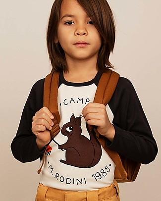 Mini Rodini Maglia Maniche Lunghe Raglan Camp M.Rodini - Scoiattolo - Cotone Bio T-Shirt e Canotte
