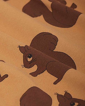 Mini Rodini Maglia Maniche Lunghe Raglan Scoiattoli - Marrone - Cotone Bio T-Shirt e Canotte