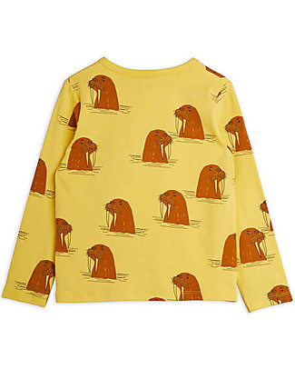 Mini Rodini Maglia Maniche Lunghe Tricheco - Giallo - 100% Cotone Bio T-Shirt e Canotte