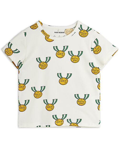 Mini Rodini Maglietta a maniche corte Medaglie - Grigio - Cotone Bio T-shirt