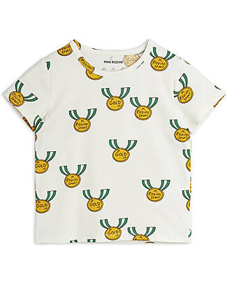 CRIA - T-shirt in cotone organico jersey con scollo tondo, colore cammello