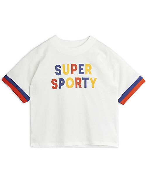 Mini Rodini Maglietta a maniche corte Super Sporty - Bianco - 100% Cotone Bio T-shirt
