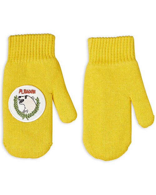 Mini Rodini Muffole Orso Polare - Giallo - Cotone Bio Guanti