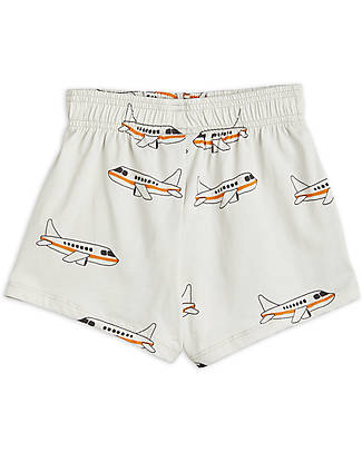 Mini Rodini Pantaloncini Corti - Aereoplano - Bianco - 100% Cotone Bio GOTS Pantaloni Corti