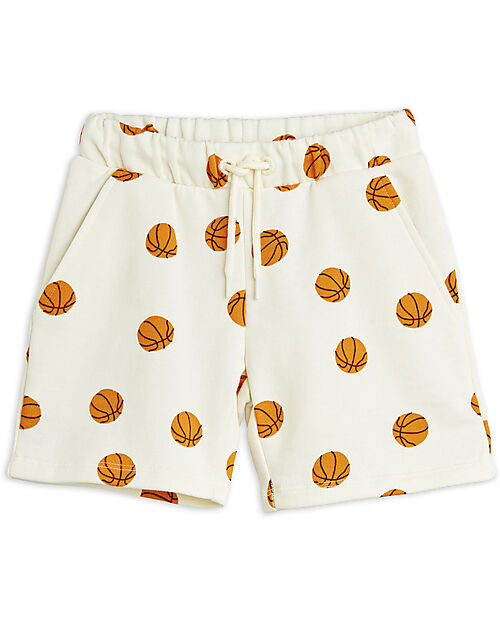 Mini Rodini Pantaloncini Corti Basket - Bianco - 100% Cotone Bio Pantaloni Corti