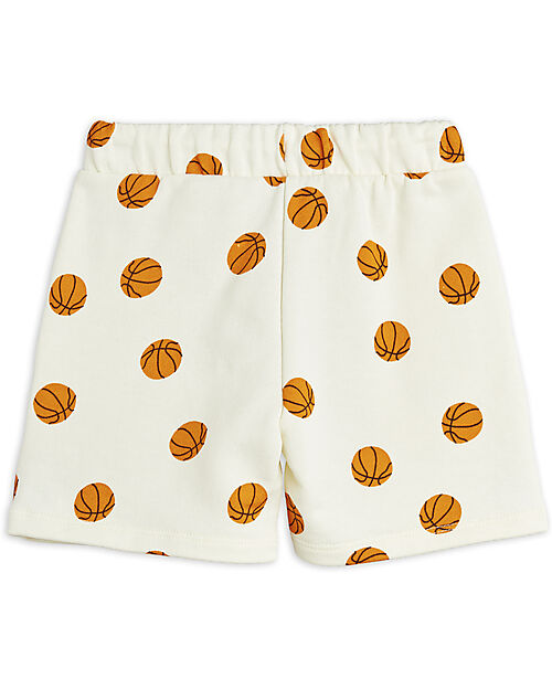 Mini Rodini Pantaloncini Corti Basket - Bianco - 100% Cotone Bio Pantaloni Corti