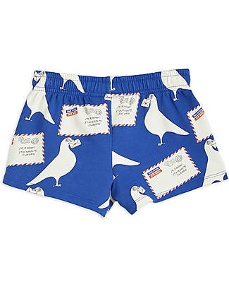 Mini Rodini Pantaloncini Corti - Pigeons - Blu - 100% Cotone Bio GOTS Pantaloni Corti