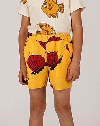 Mini Rodini Pantaloni Corti Conchiglia - Giallo - 100% lyocell Pantaloni Corti