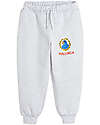 Mini Rodini Pantaloni da Tuta - Ricamo Pappagallo - Grigio - 100% Cotone Bio GOTS Pantaloni Lunghi