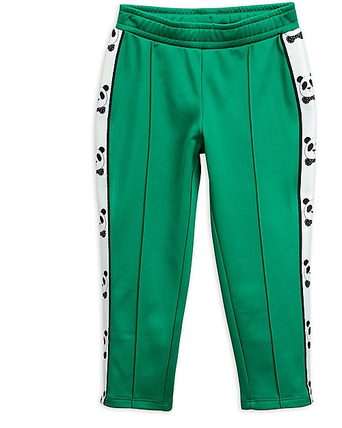 Mini Rodini Pantaloni della Tuta Panda, Verde - 100% Tessuto Riciclato Pantaloni Lunghi