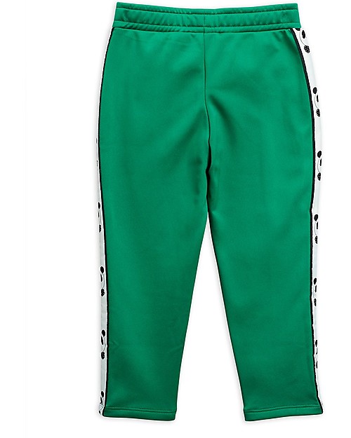 Mini Rodini Pantaloni della Tuta Panda, Verde - 100% Tessuto Riciclato Pantaloni Lunghi