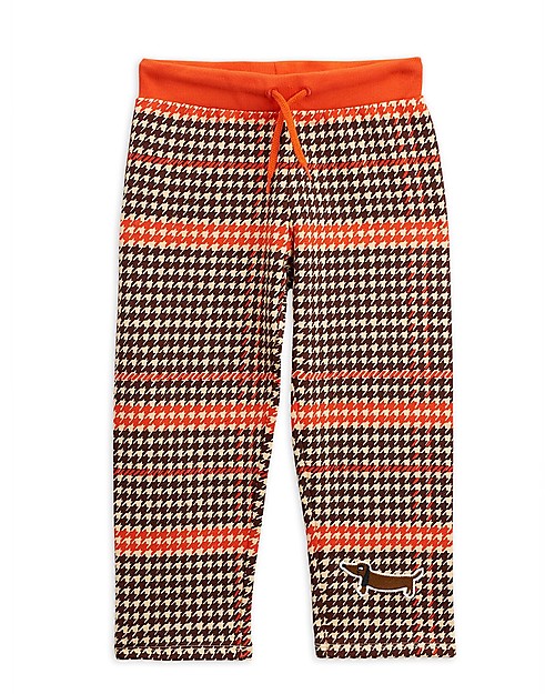 Mini Rodini Pantaloni in Felpa a Quadri, Rosso - 100% Cotone Bio Pantaloni Lunghi
