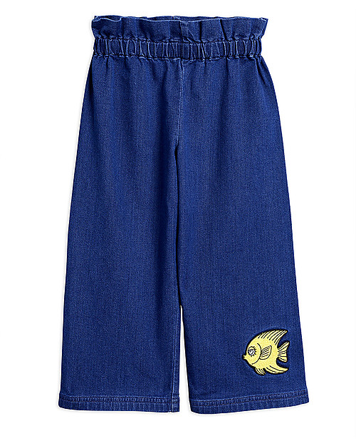 Mini Rodini Pantaloni Jeans Gamba Larga con Vita Alta Elasticizzata Pantaloni Lunghi