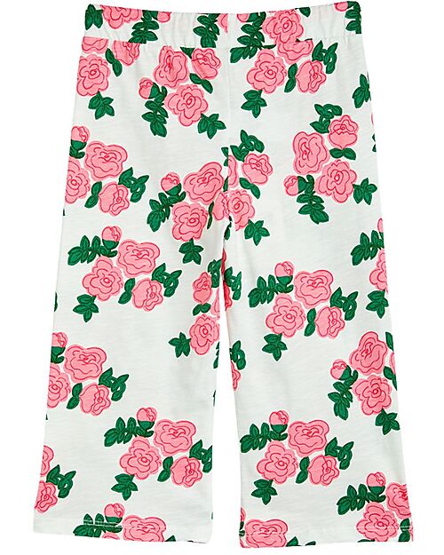Mini Rodini Pantaloni Lunghi - Rose - Bianco e Rosa - 100% Cotone Bio GOTS Pantaloni Lunghi