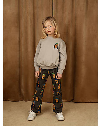 Mini Rodini Pantaloni Svasati - Cane - Grigio - 100% Cotone Bio GOTS Pantaloni Lunghi