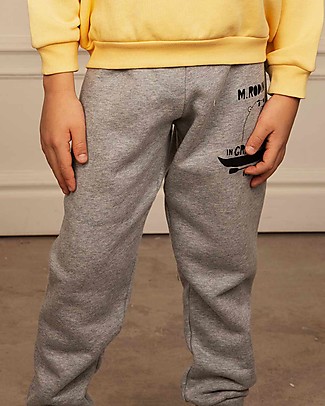 Mini Rodini Pantaloni Tuta Orso Polare - Grigio - 100% Cotone Bio Pantaloni Lunghi