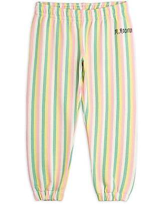 Mini Rodini Pantaloni Tuta Righe Pastello - Multicolor - 100% Cotone Bio GOTS Pantaloni Lunghi