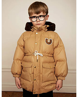 Mini Rodini Piumino Imbottito - Ferro di Cavallo - Beige - con Cordino in Vita - 100% Tessuto Riciclato Piumini