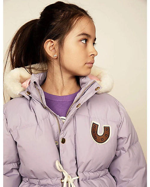 Mini Rodini Piumino Imbottito - Ferro di Cavallo - Viola - con Cordino in Vita - 100% Tessuto Riciclato Piumini