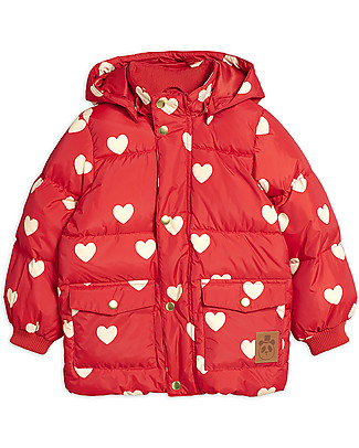 Mini Rodini Piumino Imbottito Pico Cuori - 100% Tessuto Reciclato Impermeabile Cappotti