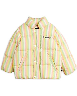 Mini Rodini Piumino Imbottito Stripes City - Multicolor - 100% Tessuto Riciclato - Resistente all'Acqua Giacche