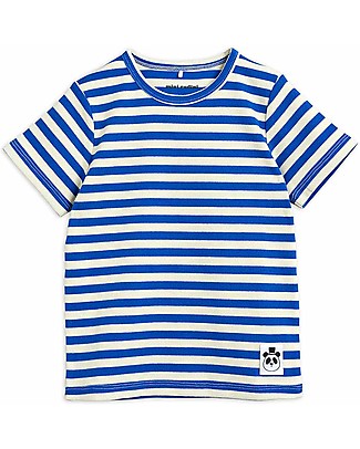 Mini Rodini T-shirt a Costine - Righe Blu - Cotone bio Elasticizzato T-Shirt e Canotte