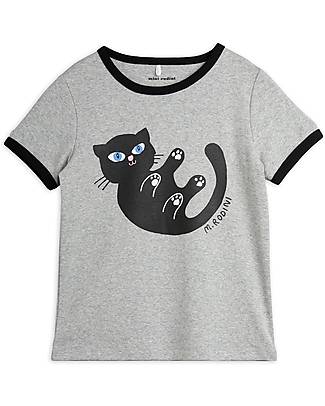 Mini Rodini T-Shirt Baby cat - Gatto - Grigia - Cotone Bio T-shirt