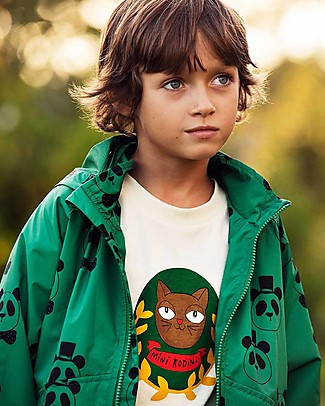 Mini Rodini T-shirt Badge con Gatto - 100% Cotone bio T-Shirt e Canotte