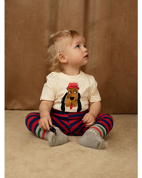 Mini Rodini T-shirt - Cane - Bianco Panna - 100% Cotone Bio GOTS T-shirt
