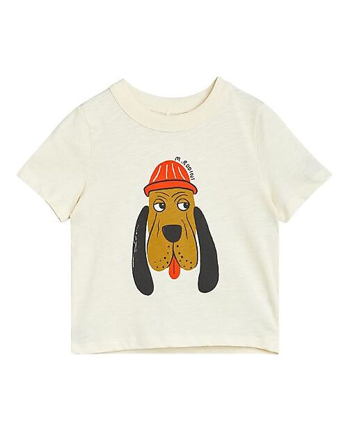 Mini Rodini T-shirt - Cane - Bianco Panna - 100% Cotone Bio GOTS T-shirt