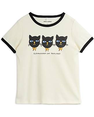 Mini Rodini T-Shirt - Cat triples - Bianco - Cotone Bio T-shirt