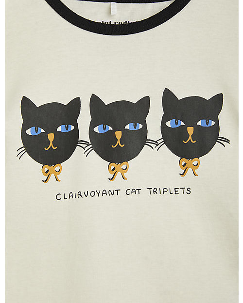 Mini Rodini T-Shirt - Cat triples - Bianco - Cotone Bio T-shirt