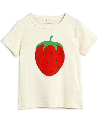 Mini Rodini T-shirt Fragola - Bianca - 100% cotone bio T-Shirt e Canotte