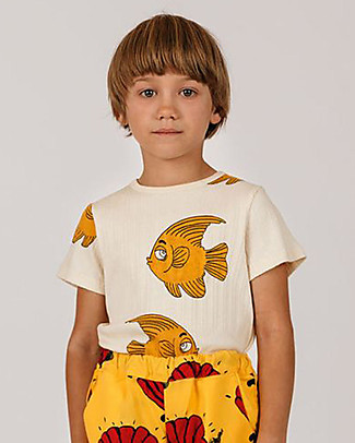 Mini Rodini T-Shirt Pesci - Cotone bio Elasticizzato T-Shirt e Canotte