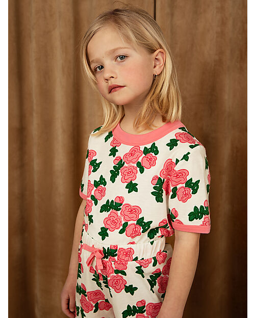 Mini Rodini T-shirt Rose - Bianco e Rosa - 100% Cotone Bio GOTS T-shirt