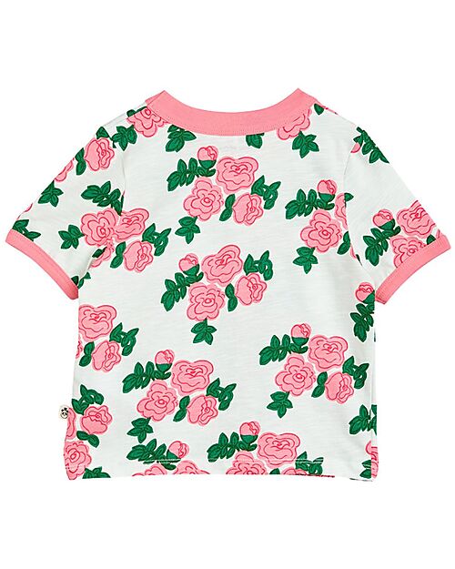 Mini Rodini T-shirt Rose - Bianco e Rosa - 100% Cotone Bio GOTS T-shirt