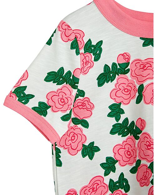 Mini Rodini T-shirt Rose - Bianco e Rosa - 100% Cotone Bio GOTS T-shirt