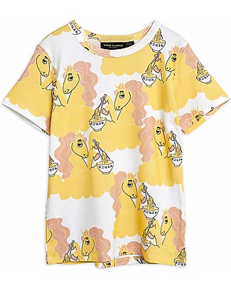 Mini Rodini T-shirt Unicorni con Noodles - Gialla - Lyocell Elasticizzato T-Shirt e Canotte