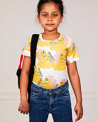 Mini Rodini T-shirt Unicorni con Noodles - Gialla - Lyocell Elasticizzato T-Shirt e Canotte